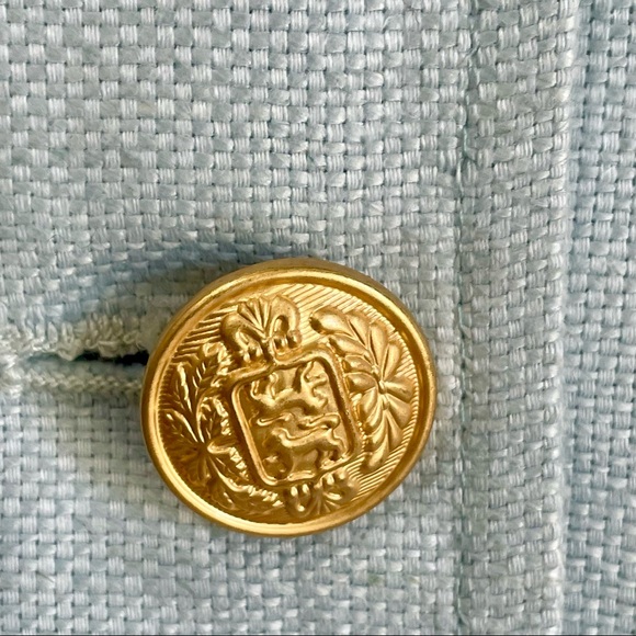 Molly B Coastal Blue Preppy Belted Trench Coat Jacket - Size 8 - Picture 9 of 10